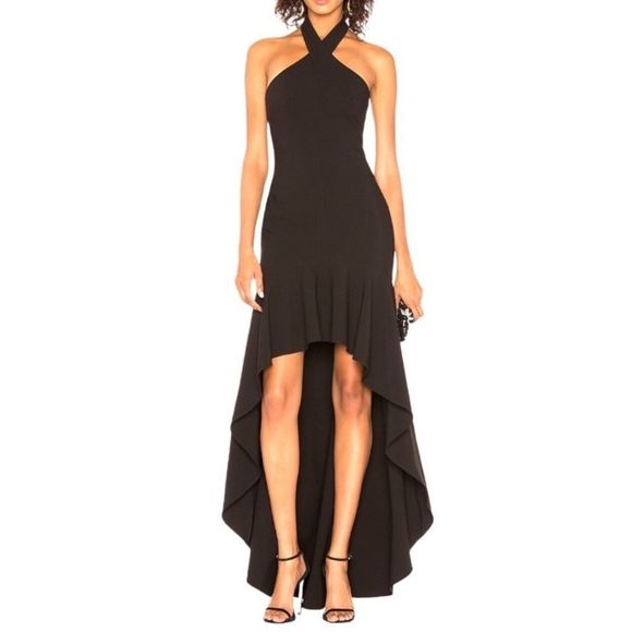 Likely Dresses & Skirts - NWT! Likely x Revolve Formal Black High Low Jenny Formal Ruffle Halter Maxi Gown